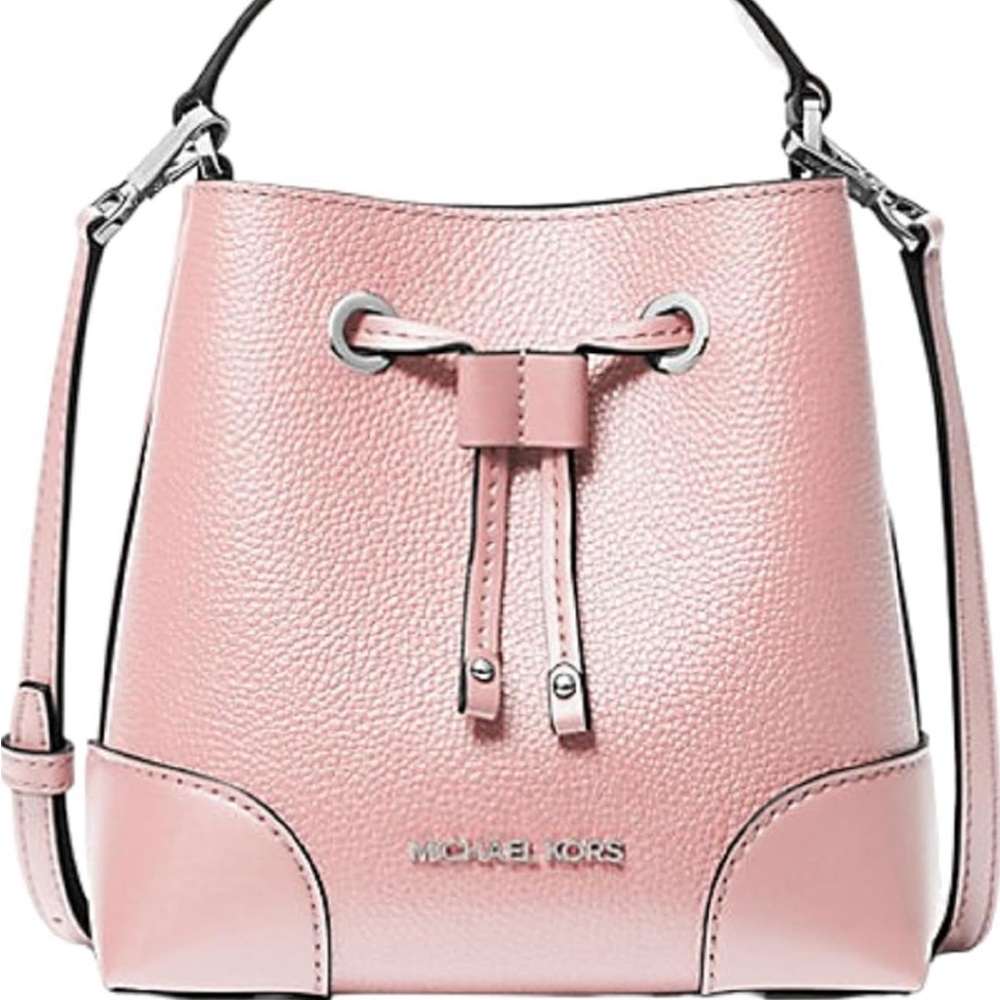 Powder Blush Michael Kors Mercer Small Logo Bucket Crossbody Bag